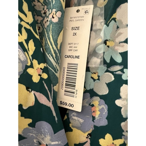 Investments Woman Tunic Plus Size 2X Blouse Shirt 3/4 Sleeve Caroline Green B35 - Picture 7 of 16